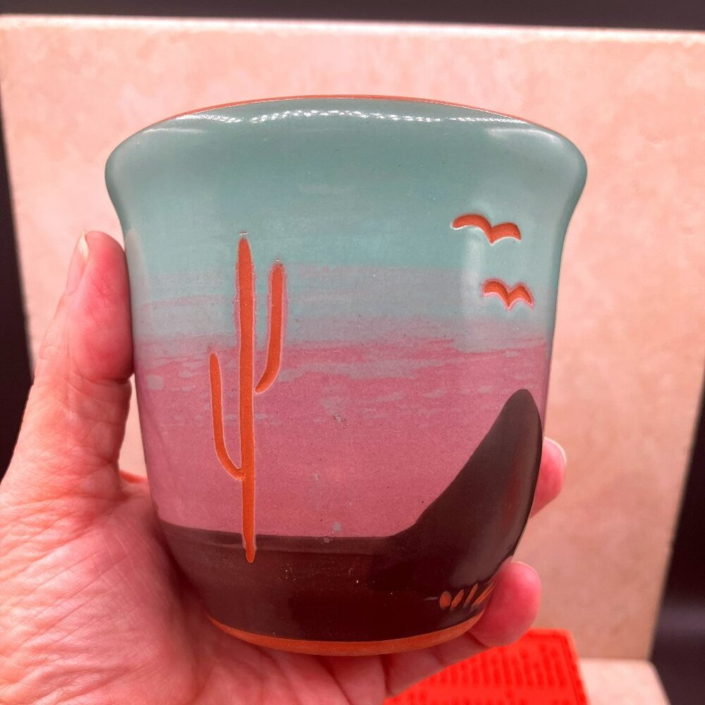 1970s Small Stoneware Planter  By Superstition  Pottery Southwestern Design